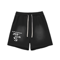 "Sink 2 Your Level" Sun Fade Raw Edge Cotton Shorts