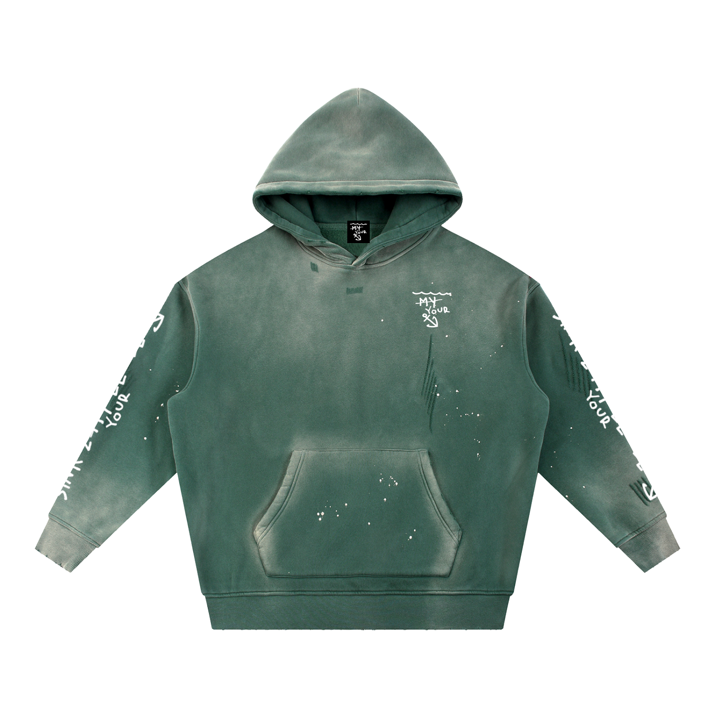 "Night Dive" Vintage Washed Frayed Fleece Hoodie