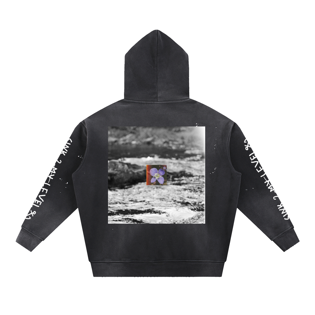 "Brooklime" Vintage Washed Frayed Fleece Hoodie